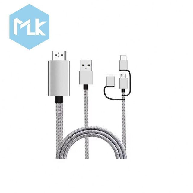 MLK Wik-MS 3 in 1 HD Cable Adapter to HD Mirroring Phone to TV/Monitor/Projector HDTV 1080P Compatible