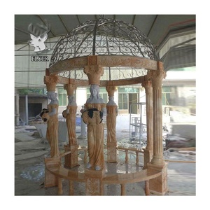 Columna de piedra natural al aire libre Gazebo redondo Puesta de sol Mármol rojo Gazebo impermeable - Product Image 3