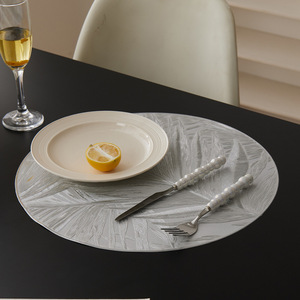 Sets de table de luxe style hôtelier, ronds, résistants à la chaleur, imperméables, protection de table, faciles à nettoyer, cuivre, or, argent - Product Image 2