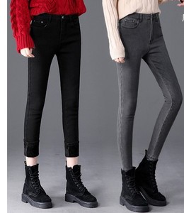 Pantalones Vaqueros Ajustados de Terciopelo Grueso <span class=keywords><strong>para</strong></span> Mujer, Cintura Alta, Cálidos, Elásticos, Casuales, Tipo Tubo, <span class=keywords><strong>para</strong></span> <span class=keywords><strong>Adolescentes</strong></span> - Product Image 2