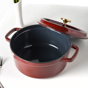 Export quality 24CM enameled cast iron <b>pot</b>, soup <b>pot</b>, stew <b>pot</b>, black enamel inner <b>pot</b>, multi-functional non-stick <b>pot</b> - Product Image 4