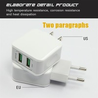 Pengisi Daya Dinding USB Ganda 10W 5V 2.1A Putih Bersertifikat CE untuk Ponsel