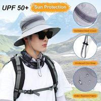 Chapeau de pêcheur en coton brodé à large bord, protection solaire, pour activités de plein air, sports d'été, voyage, plage, décontracté, unisexe, avec cordon