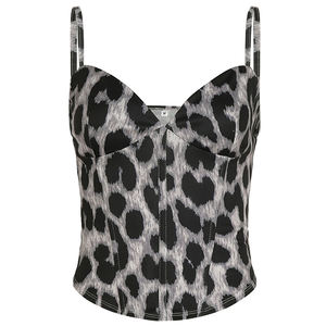 Top Corset Tricoté Respirant Imprimé Léopard Y2K Sexy pour Femme, Bustier Amincissant avec Baleines, Style Cami Streetwear - Product Image 6