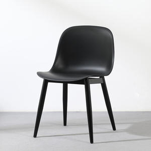 Modern Designer Dining Chair With <b>Backrest</b> Plastic Seat Black Legs Nordic Style Home Furniture Adult Use - Product Image 3