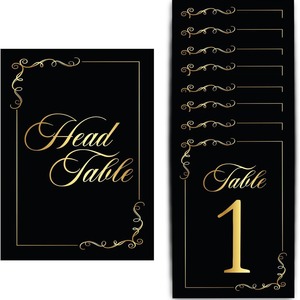 Acrylic <b>Table</b> Number <b>Cards</b> Black Gold Foil Rectangle 6in Durable Elegant Wedding Place <b>Cards</b> 1-30 - Product Image 5