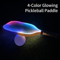 Nouvelle pagaie de pickleball en fibre de verre lumineuse LED quatre couleurs rechargeable 410x200mm 10,5mm d'épaisseur motif personnalisé
