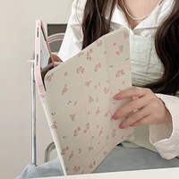 Nueva Funda Rosa con Espejo y Diseño Floral Pequeño para iPad 5/iPad 6, Funda Protectora Antigolpes Triple para Tablet de 9.7 Pulgadas, iPad Air 1/2