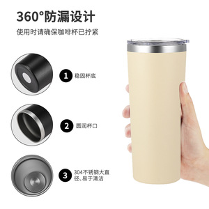 Qianchuan Stainless Steel Tumbler 22oz Insulated Travel Coffee Cup Slim Straight Body Custom Color Portable - Product Image 5