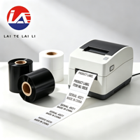 Ruban de transfert thermique en résine noire de haute qualité LTLL Factory 80x300m, largeur 24mm, résistant aux rayures, compatible OKI Zebra Barcode