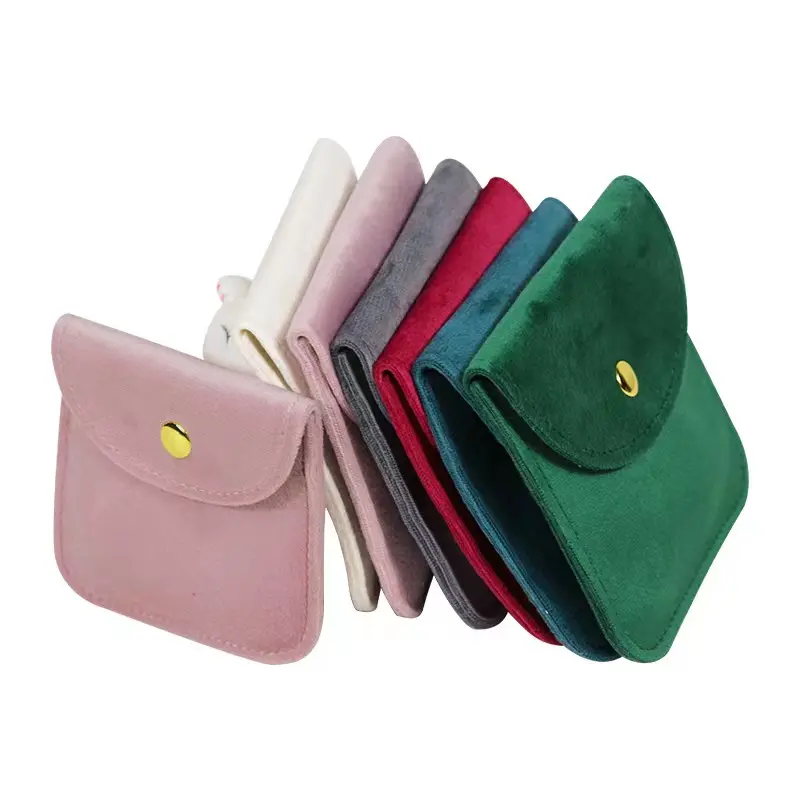 DOC Color Velvet Fabric Jewelry Bags Snap Storage Bags Custom Logo Gift Bags for Jewelry Packaging