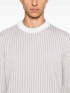 สเวตเตอร์ถักสำหรับผู้ชายสเวตเตอร์ถักนิตติ้งคอกลมผ้าแคชเมียร์สีน้ำตาลเทา - Product Image 3