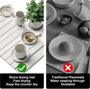 Grand tapis de séchage de vaisselle en pierre, séchage rapide, pliable, tapis de séchage de vaisselle en pierre pliable pour comptoir de cuisine - Product Image 5