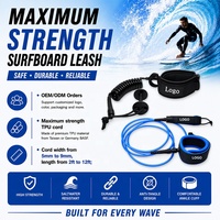 Laisse de kit de surf à aile personnalisée avec logo d'usine, attache de sécurité élastique à dégagement rapide pour la taille, enroulée