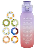 Nouvelle arrivée, bouteille d'eau de sport d'extérieur de grande capacité de 1000 ml en Tritan, avec anneaux de saveur gradués, avec 7 capsules de saveur