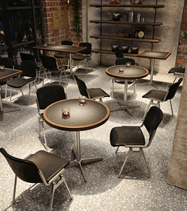 Bistro Furniture Industrial Restaurant Chairs and <b>Tables</b> for Cafe Food Court <b>Square</b> Stainless Steel Foot American Style Design E - Product Image 3