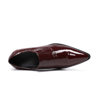 NA244 Robe rouge vin pour homme Chaussures en cuir italien Mocassin en cuir à enfiler tendance pour homme Chaussures formelles pour homme Chaussures à bout pointu pour homme