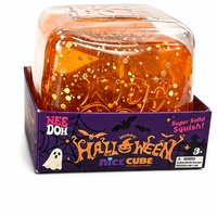 Jouet Squishy Cube Pailleté Halloween en TPR pour Cadeaux de Fête Enfants Adultes Anti-Stress Doux à Presser