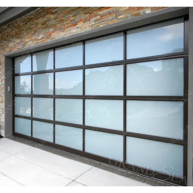 Grandsea Premium Frameless Folding Segmented Glass Garage Door with Remote Control Automated Garage Door