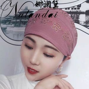 Casquette Diamantée Design Fleur de Prunier 2022, Chapeau du Xinjiang, Nouveau Foulard Musulman, Hijab Facile, Casquette à Double Élastique - Product Image 2