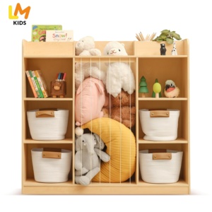 Étagère à livres en bois Montessori, tour de rangement pour jouets, armoire avec bacs pour bébé, tout-petit, enfants, chambre à coucher, organisateur de peluches, zoo - Product Image 2