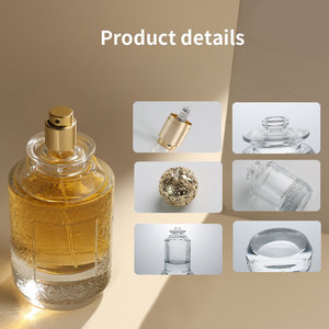 Flacon de <span class=keywords><strong>parfum</strong></span> vide de luxe en verre au design rond unique, avec bouchon en alliage et pompe pulvérisatrice - Product Image 4