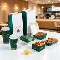 Boîte à nourriture jetable de qualité alimentaire personnalisée, verte et blanche, pour hamburgers et poulet frit, impression personnalisée, boîte à hamburgers