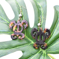 Nouvelle conception, boucles d'oreilles en acétate acrylique et celluloïd, perles de Tahiti, coquille de tortue, très tendance