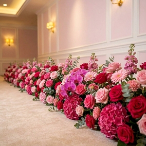 Nouvelle Arrivée - Décoration de Mariage Professionnelle de Luxe en Soie Rouge, Hortensia et Rose Assortis, Amovible, pour Arche en U, Chemin de Table Floral et <span class=keywords><strong>Bouquet</strong></span> - Product Image 2