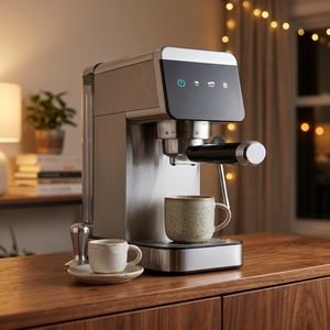 Machine à expresso semi-automatique à écran tactile électrique avec indicateur couleur, pour la maison, style italien, 15 bars de pression, pour lait domestique - Product Image 1