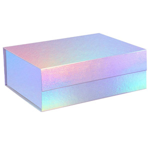 Grande boîte cadeau en papier avec couvercle, fermeture magnétique holographique personnalisée, boîte cadeau pour <span class=keywords><strong>baby</strong></span> shower, Saint-Valentin, Noël - Product Image 4