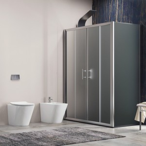 Box Doccia Kamalu KF6000S in Vetro Satinato 80x220mm Design Moderno Senza Telaio Porte Scorrevoli Pieghevoli in Alluminio Inox - Product Image 6