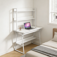Bureau d'ordinateur compact 120 cm avec étagère de rangement, table PC, bureau d'étude pour étudiant à domicile avec porte-livres