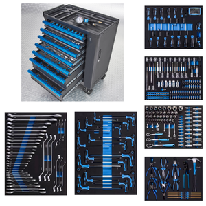 Armoire à outils en acier bleu robuste de 30 pouces avec 7 tiroirs verrouillables, ensemble d'outils CRV de 310 pièces, capacité de 540 kg, rangement pour <span class=keywords><strong>garage</strong></span> et atelier, OEM ODM - Product Image 5