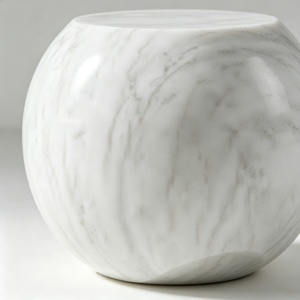 Handcrafted <b>Round</b> <b>Coffee</b> <b>Table</b> Made of White <b>Marble</b> for Living Room and Bedroom Natural - Product Image 2