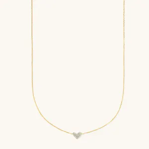 Wholesale 18k Gold Vermeil Mini Heart Pave Diamond Pendant Necklace For Women and Girl