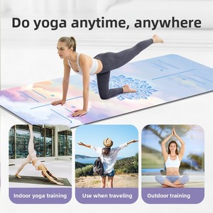Tapete de Yoga de Gamuza Sintética Transfronterizo, 1.5cm de Grosor, 183cm de Ancho, Antideslizante, con Línea de Guía para Asanas, Portátil, Plegable, Tipo Toalla/Manta - Product Image 2