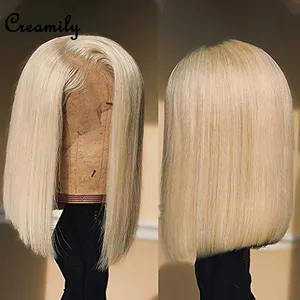 Brasilianische Haar 8 Inch Kurze Farbe 613 Blonde Bob Perücken 100 Menschenhaar Spitze Front Perücken Für Schwarz frauen