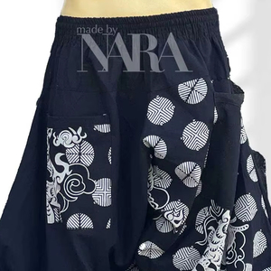 กางเกงแฟชั่นสไตล์ซามูไรสำหรับผู้ชายเสื้อผ้าลำลองดีไซน์ทรงหลวมผ้าแคนวาสแบบมีลูกศรน้ำหนักเบา - Product Image 3