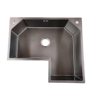 Évier de cuisine d'angle en forme de L fait sur mesure en acier inoxydable 304 à double bac avec service OEM - Product Image 2