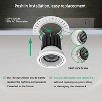 Downlight LED modulaire à 2 cellules, 5 CCT commutables, 20W, sans cadre, encastré, CRI élevé, orientable, unité d'éclairage