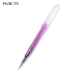 Stylo à pointe unique violet pour nail art, outil de pose de strass, cristal, acrylique, manche gaufré, stylo à pointe unique pour manucure - Product Image 1