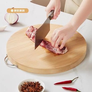 Tabla de cortar redonda de bambú de 30 cm, gruesa, de doble cara, para cortar frutas y verduras - Product Image 5