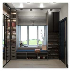 Armario de Vidrio con Puerta de Aluminio, Armario de Vidrio de 5 mm, Muebles de Dormitorio con Espejo para Apartamento - Product Image 2