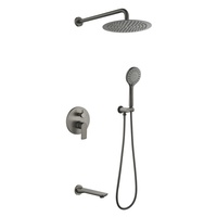Ensemble de douche mural en laiton couleur bronze canon avec mitigeur eau chaude/froide à cartouche céramique pour appartement et villa
