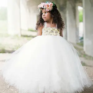High Quality Kids Princess Dresses For Girl Flower Elegent Event Tulle Wedding Boutique Ball Gown