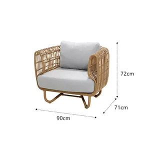 Luxo Varanda Móveis Wicker Jardim Sofá Set Outdoor Bali Indonésia Rattan Rope Garden Sofás