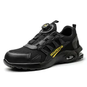รองเท้าทำงานมีกระดุมแบบหมุนได้สำหรับผู้ชายรองเท้ากีฬาเพื่อความปลอดภัย S3นิ้วเท้าเหล็กรองเท้านิรภัยเพื่อการป้องกัน