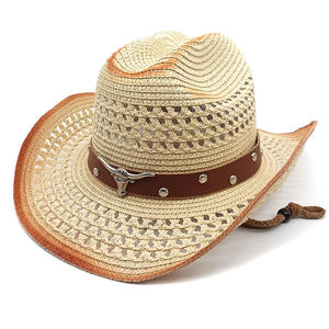 Chapeaux <span class=keywords><strong>de</strong></span> cowboy en <span class=keywords><strong>paille</strong></span> pour femmes et hommes, <span class=keywords><strong>chapeau</strong></span> <span class=keywords><strong>de</strong></span> cowgirl western à large bord, <span class=keywords><strong>chapeau</strong></span> <span class=keywords><strong>de</strong></span> soleil pour voyage, vacances et plage - Product Image 5
