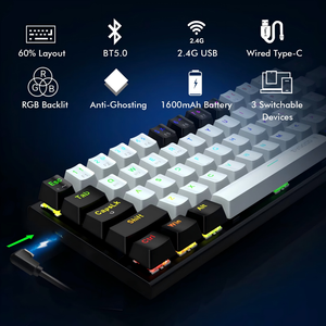 <span class=keywords><strong>Clavier</strong></span> de jeu mécanique sans fil à 61 touches pour ordinateur <span class=keywords><strong>Clavier</strong></span> de conception ergonomique rétroéclairé à LED RVB <span class=keywords><strong>Clavier</strong></span> de jeu bon marché - Product Image 4